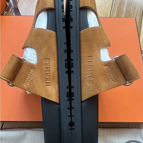 Hermes Chypre Velvet Sandal 36.5 EU Naturel Brown - Picture 4 of 7